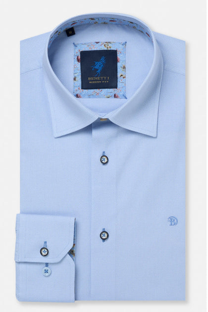 princess polly baby blue dress Women's Blue & White Fine Stripe Fitted Shirt With White Collar and Cuffs